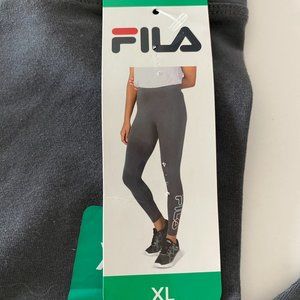 FILA Women Legging XL Gray Logo Pull On Stretch Active New Inseam 24 Inches New
